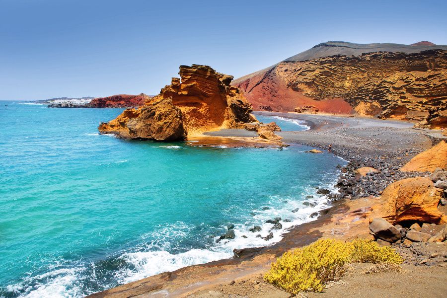 Lanzarote El Golfo Atlantic ocean near Lago de los Clicos in Canary Islands