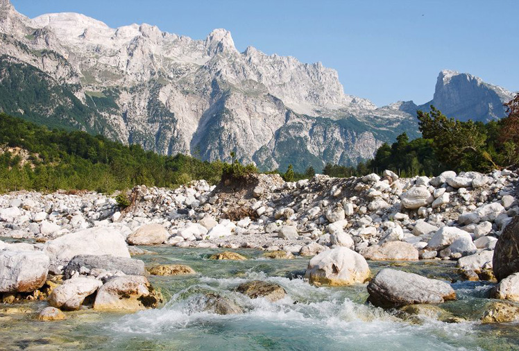 the Shale River in Theth National Park, Albania