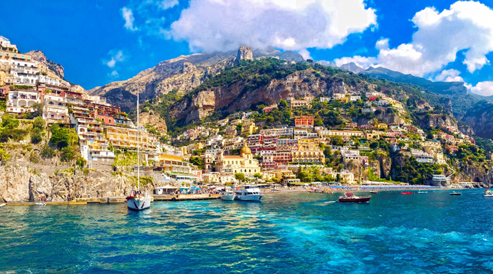 Positano coast , Italy, 2019. Positano village in the mountains.