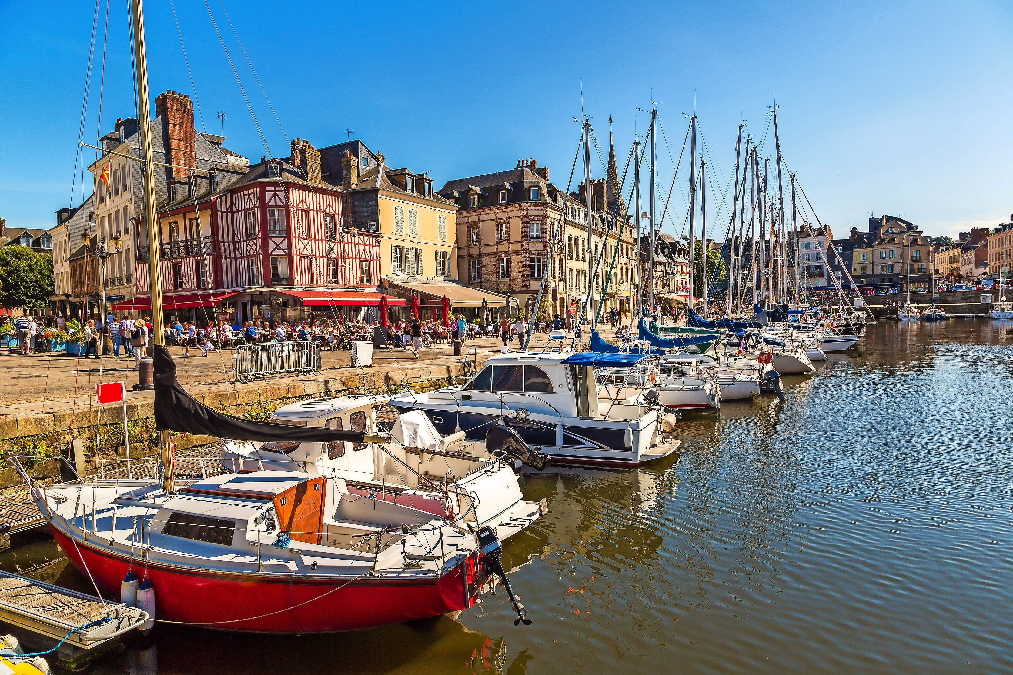 Honfleur Harbour in a beautiful summer day, France