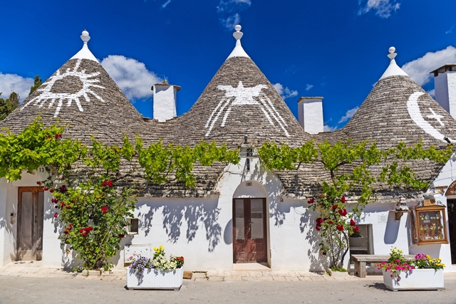 Beautiful town of Alberobello with trulli houses, main turistic district, Apulia region, Southern Italy