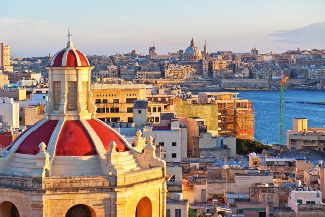 View from The Palace Hotel in Sliema with the churchs roof filling the frame