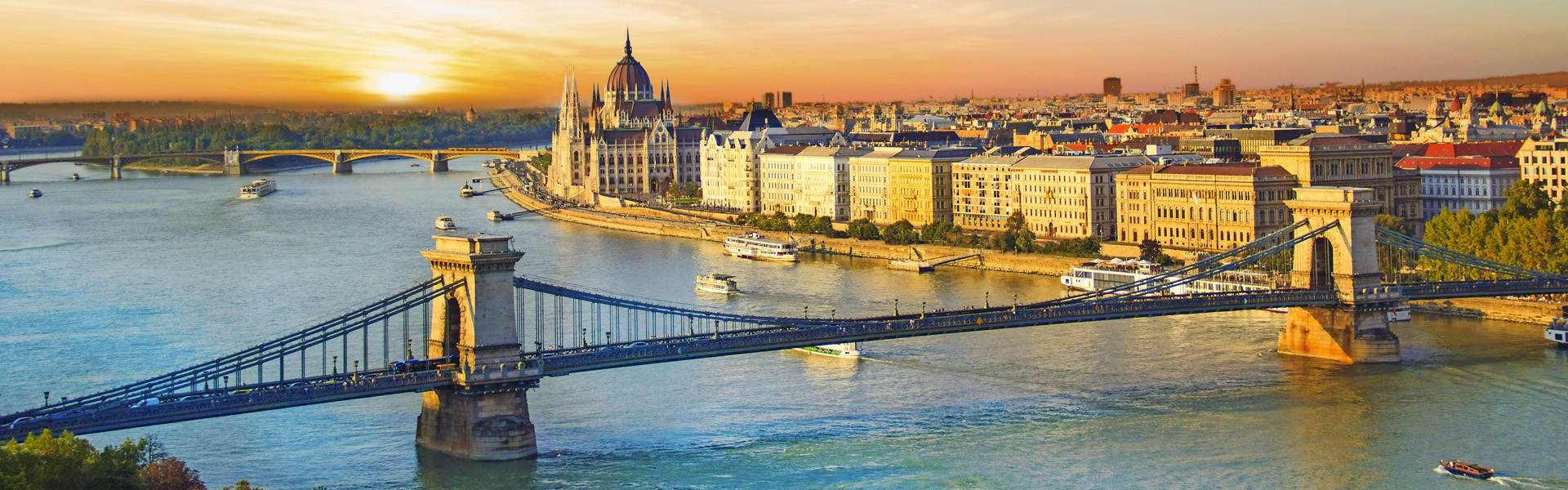 Beautiful view of the Hungarian Parliament and the chain bridge