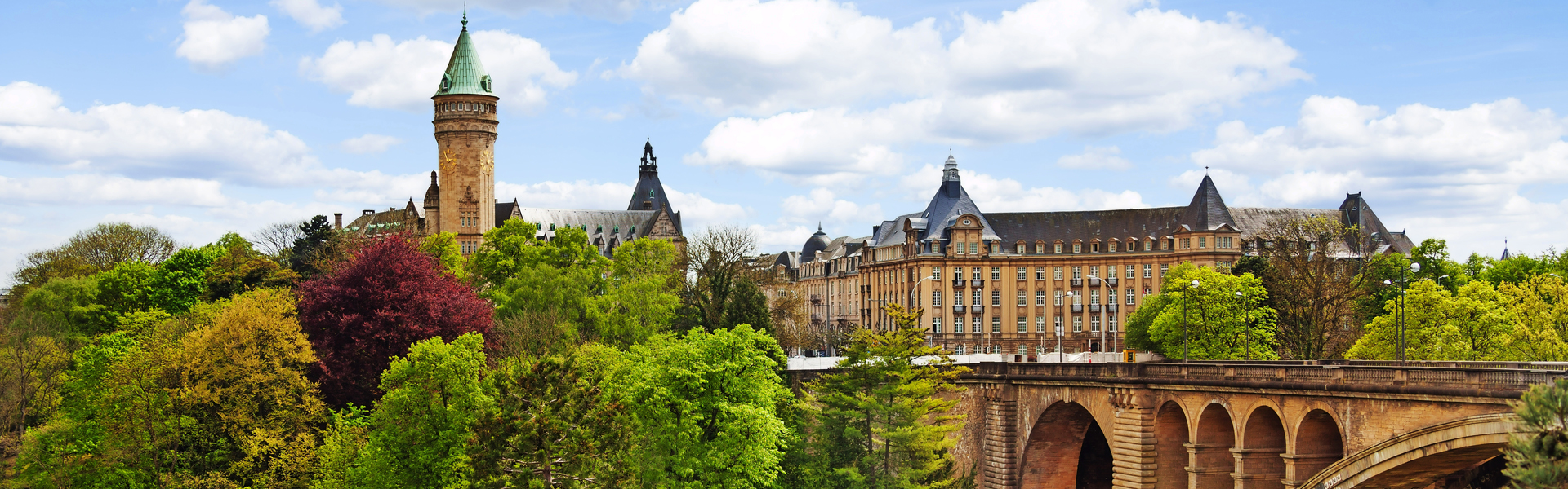 Adolphe Bridge, Pont Adolphe and State Saving Bank Building and The Banque et Caisse d'Epargne de l'Etat, Luxembourg City