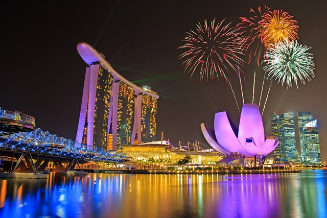 Fireworks over Marina bay