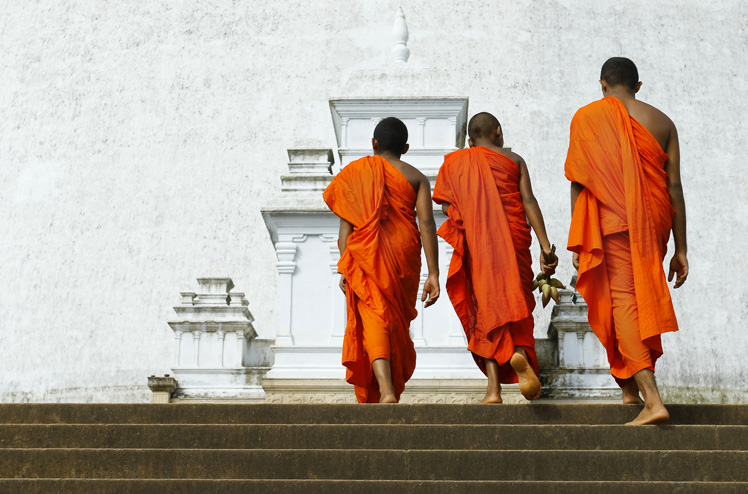 monks coming in ruwanwelisaya stupa in anuradhapura historical p