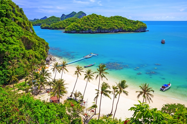 Bird eye view of Angthong national marine park, koh Samui, Thailand