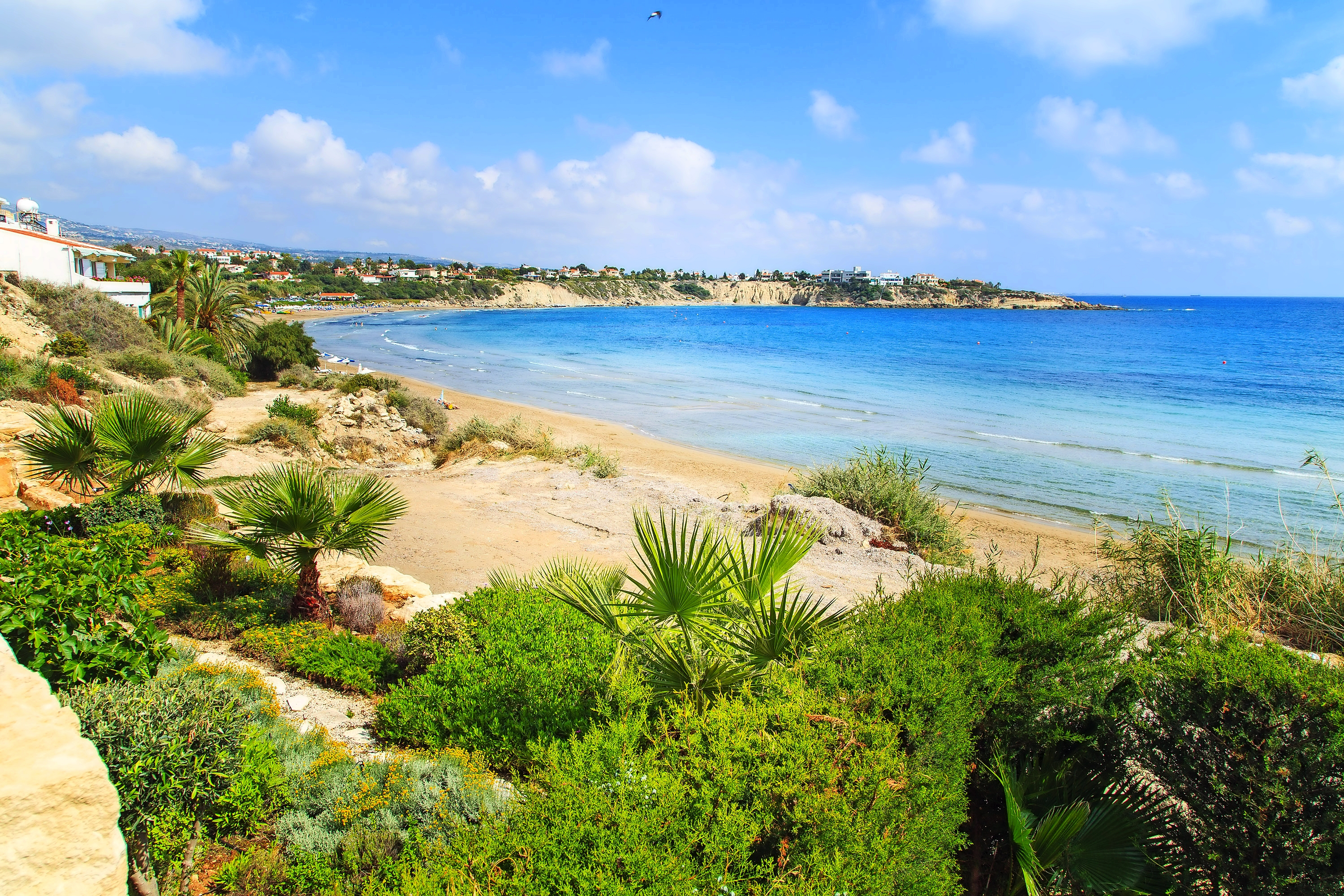 A view of a Coral beach in Paphos, Cyprus